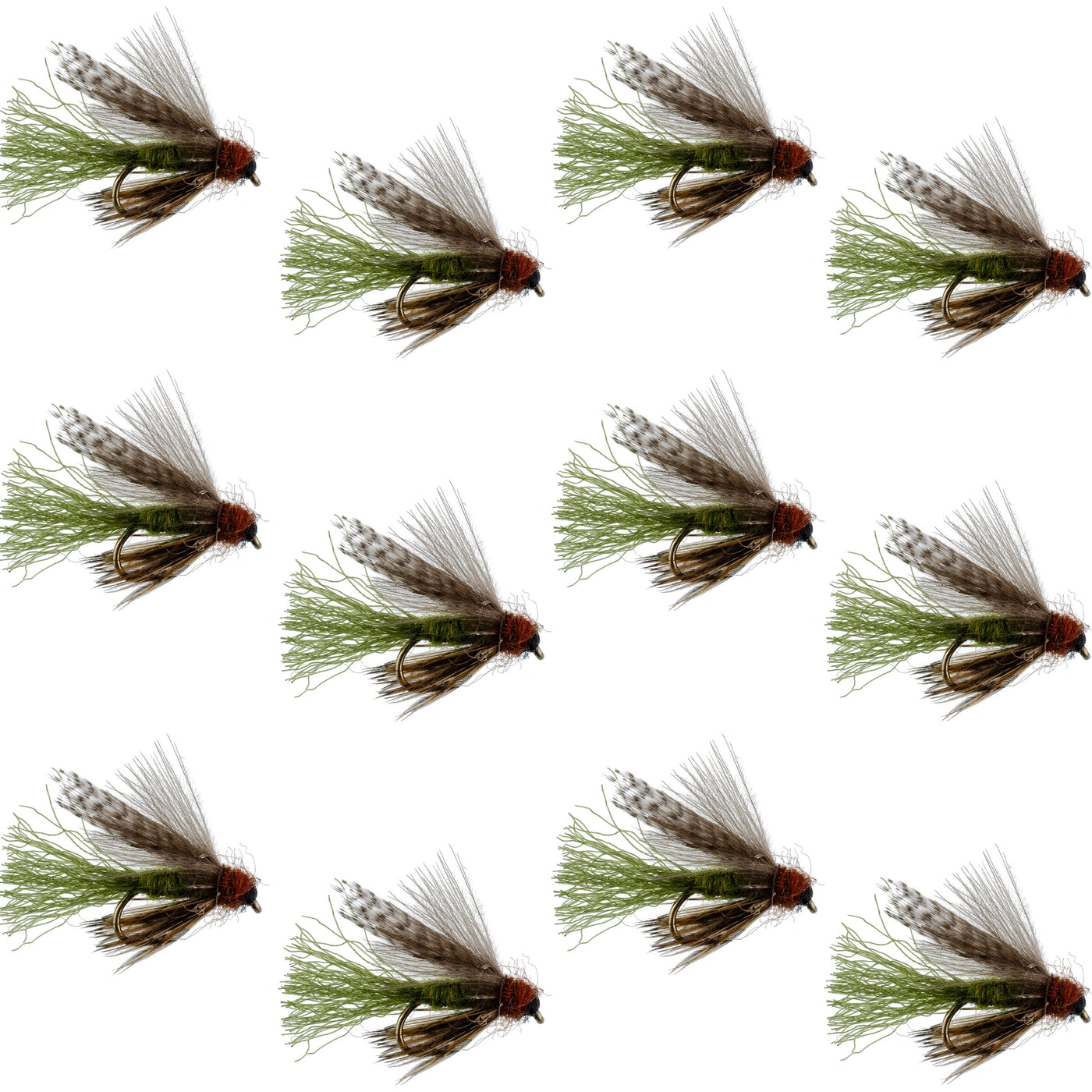Olive CDC Caddis Emerger 12 Flies Hook Size 16