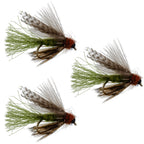 3 Pack Olive CDC Caddis Emerger Flies Hook Size 16