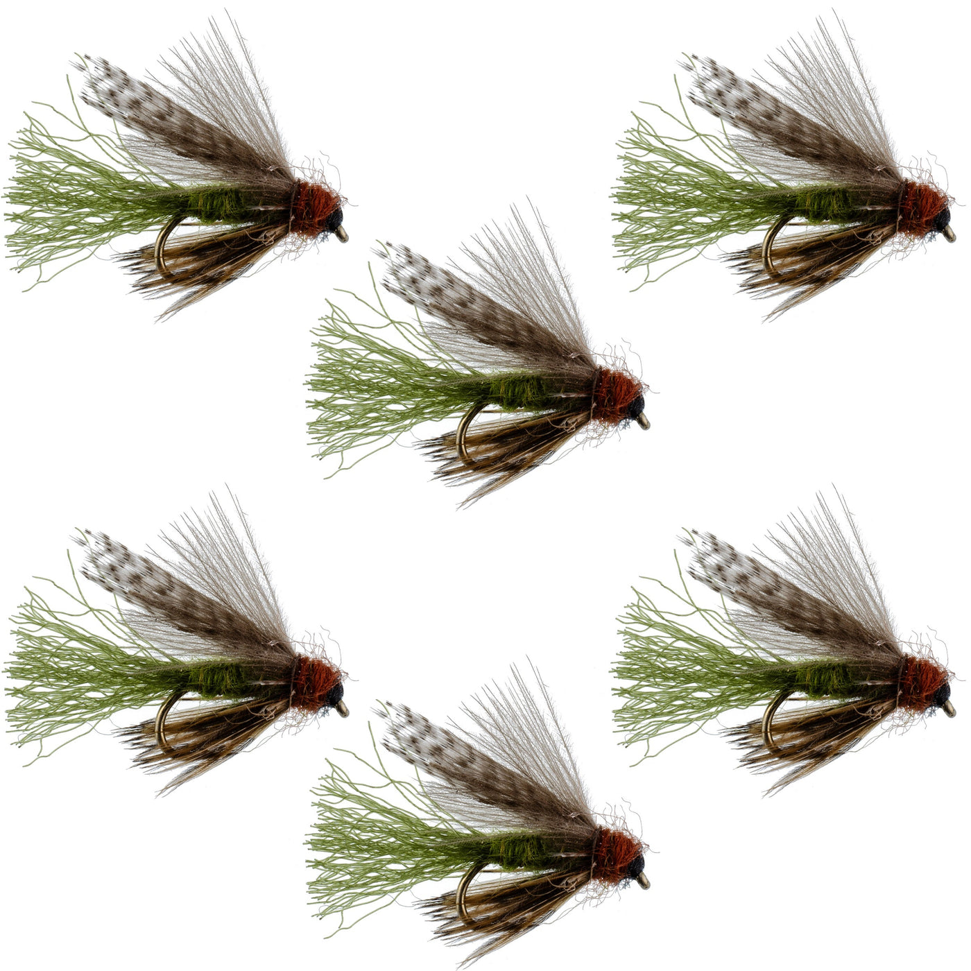 Olive CDC Caddis Emerger 6 Flies Hook Size 12