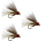3 Pack Tan CDC Caddis Emerger Flies Hook Size 12