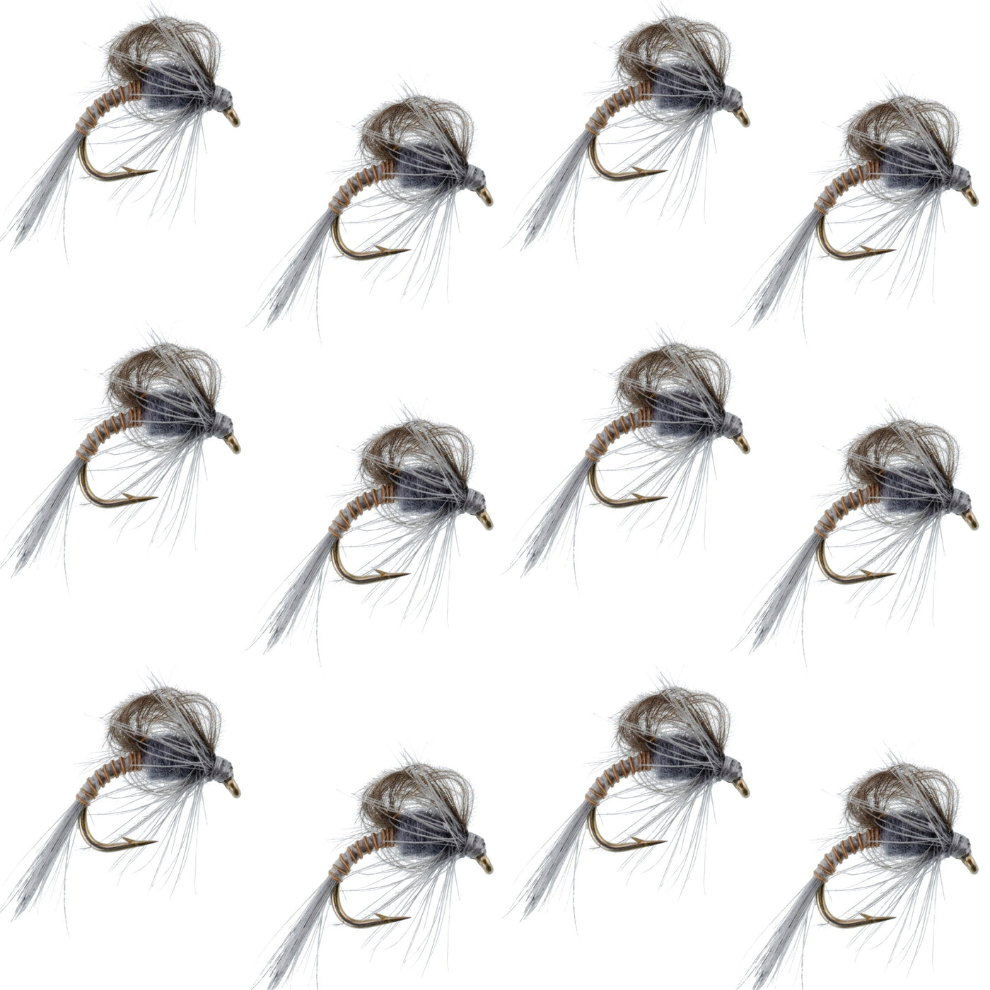CDC Loop Wing Adams Emerger Fly 12 Flies - Hook Size 16