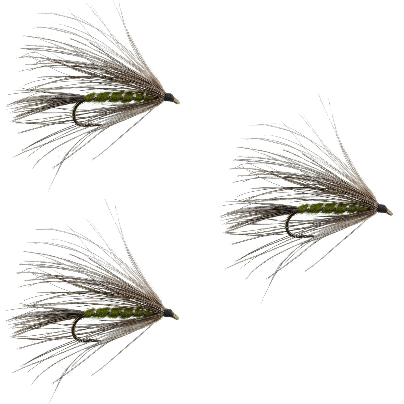 3 Pack Carey Special Soft Hackle Grouse and Olive Wet Fly - Hook Size 10