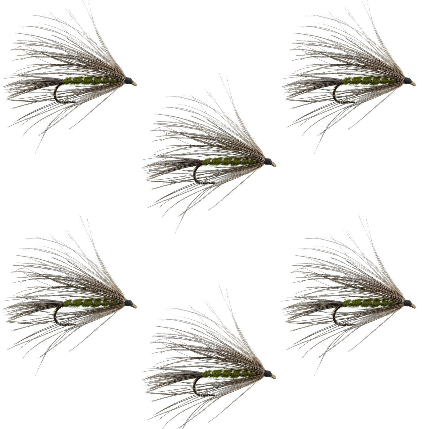 Carey Special Soft Hackle Grouse and Olive Wet Fly - 6 Flies Hook Size 10