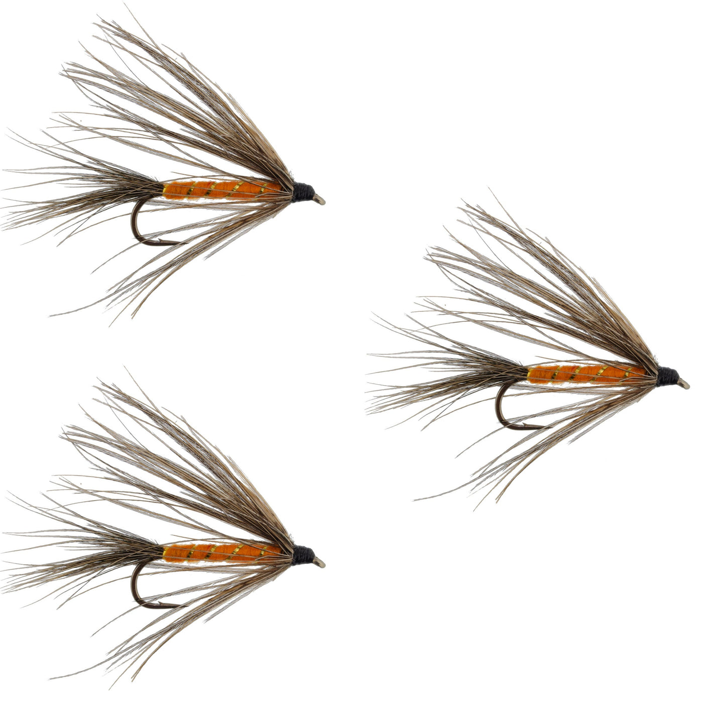 3 Pack Carey Special Soft Hackle Grouse and Orange Wet Fly - Hook Size 10