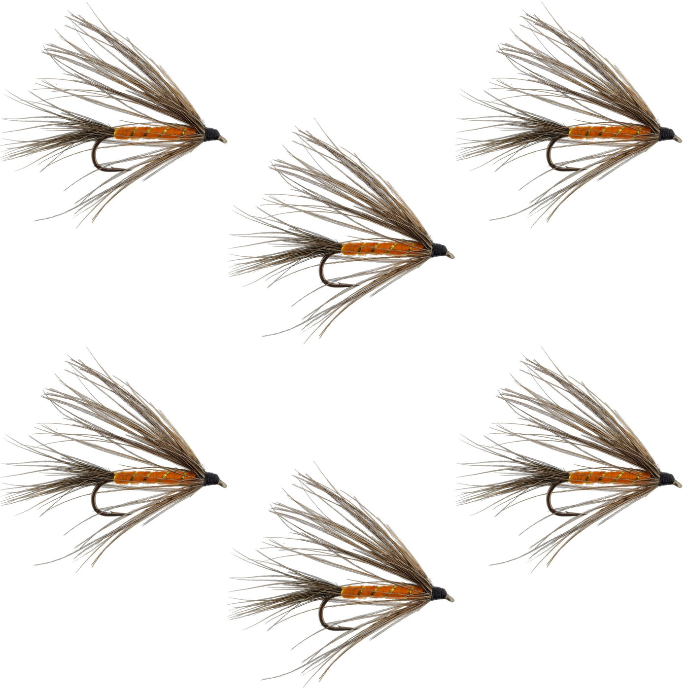 Carey Special Soft Hackle Grouse and Orange Wet Fly - 6 Flies Hook Size 10