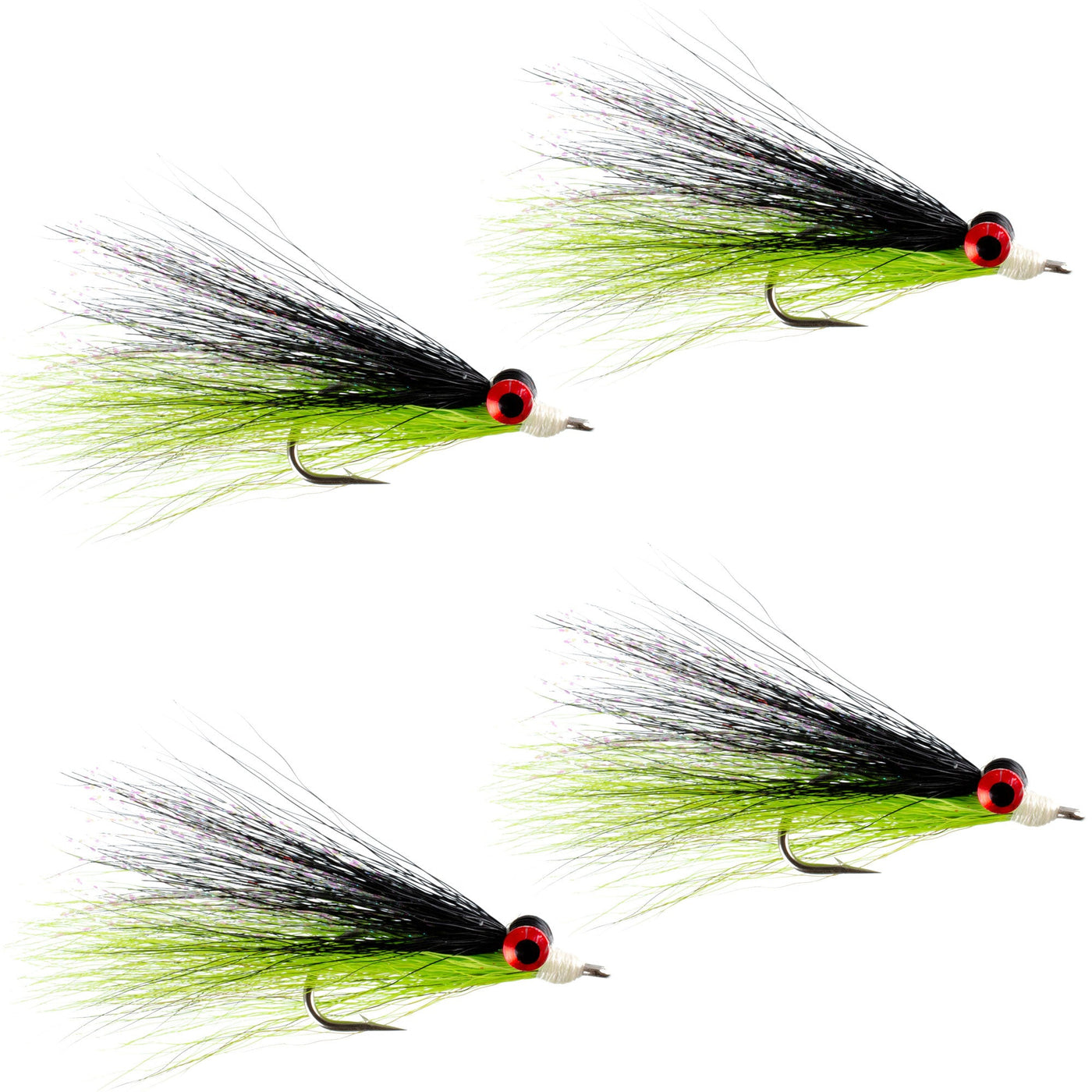Clousers Deep Minnow Black/Chartreuse Streamer- 4 Saltwater - Size 1/0