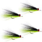 Clousers Deep Minnow Black/Chartreuse Streamer- 4 Saltwater - Size 1/0