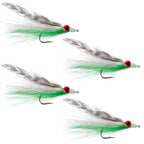 Clousers Deep Minnow Grizzly Green Streamer- 4 Saltwater Flies - Size 1/0