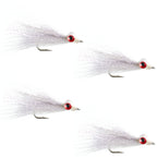 Clousers Deep Minnow White Streamer- 4 Saltwater - Bass Flies - Size 1/0