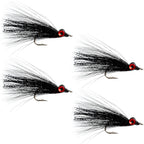 Clousers Deep Minnow Black Streamer- 4 Saltwater - Bass Flies - Size 1/0