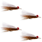 Clousers Deep Minnow Brown/White Streamer- 4 Saltwater Flies - Size 1/0