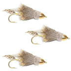 3 Pack Cone Head Muddler Minnow Trout and Bass Streamer Fly - Size 4