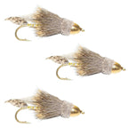 3 Pack Cone Head Muddler Minnow Trout and Bass Streamer Fly - Size 8