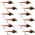 Barbless Bead Head Copper John Nymph Fly 1 Dozen  Fishing Flies -  Hook Size 14