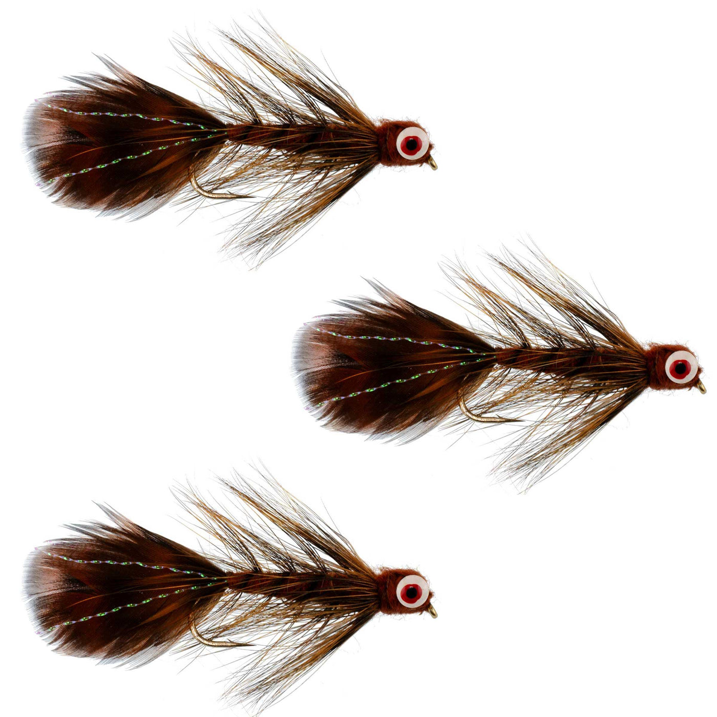 3 Pack Whitlock Near Nuff Sculpin Brown Streamer Flies Size 4