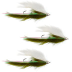 Dolly Llama Stinger Streamer Flies - 3 Olive and White  Size 4