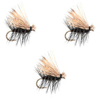 3 Pack Black Elk Hair Caddis Classic Trout Dry Flies Size 12