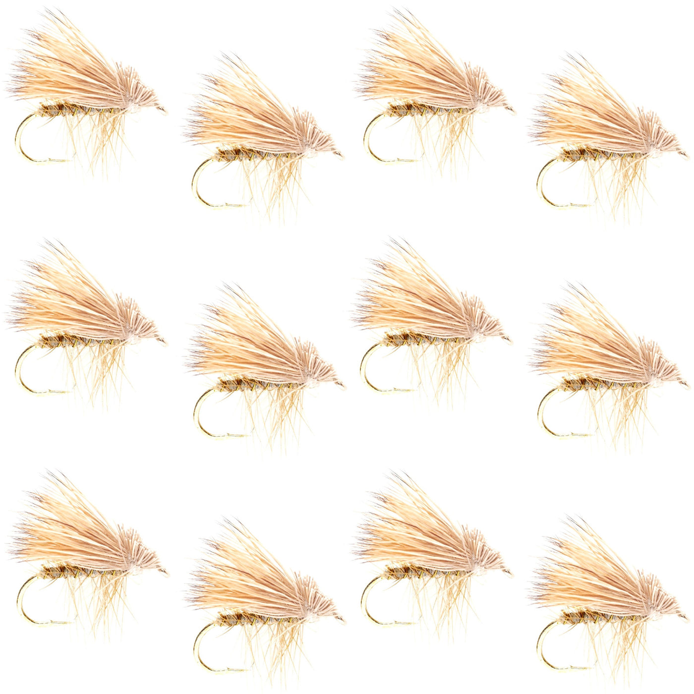 Barbless Yellow Elk Hair Caddis Classic Trout Dry Flies 1 Dozen Flies Size 18