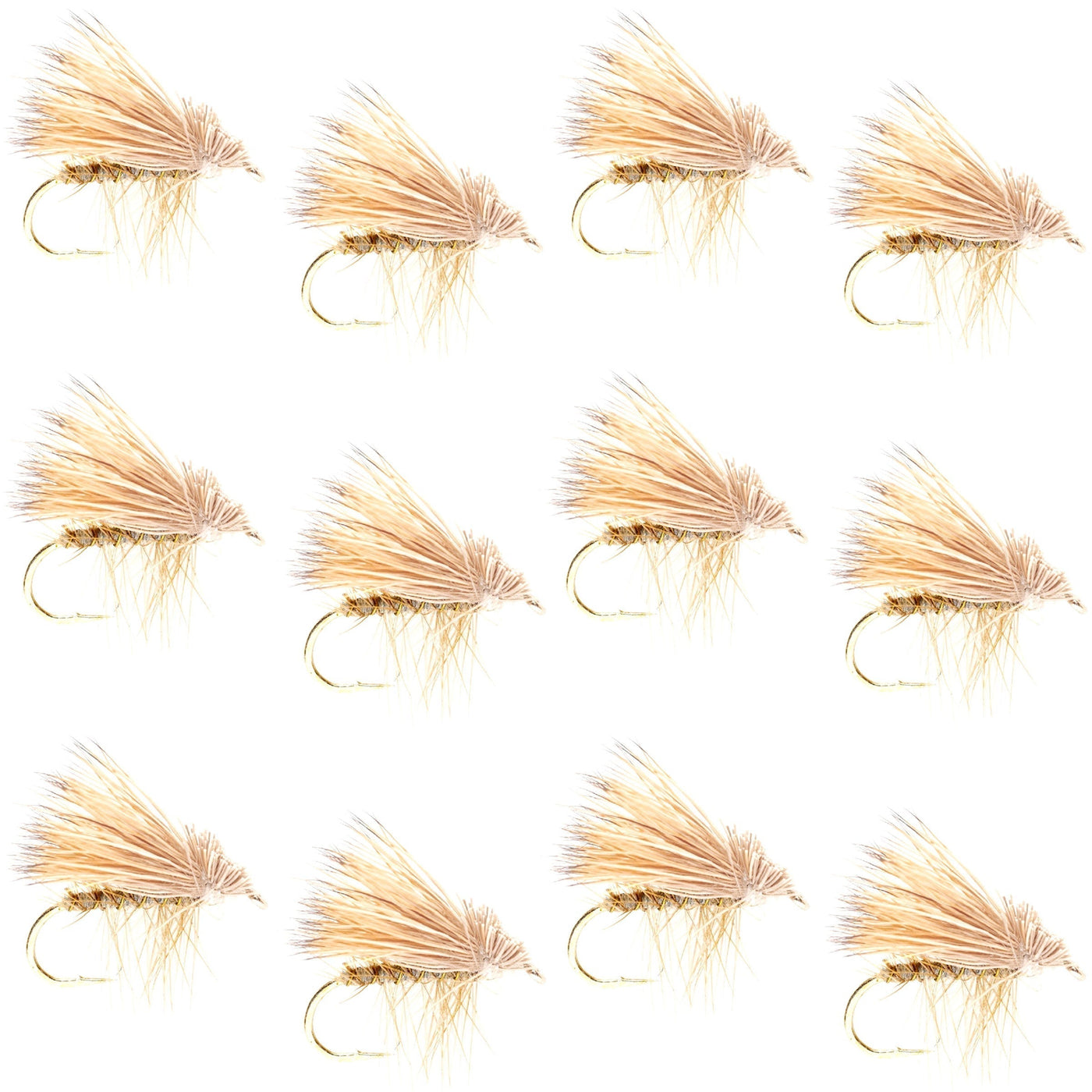 Barbless Yellow Elk Hair Caddis Classic Trout Dry Flies 1 Dozen Flies Size 12