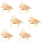 Barbless Yellow Elk Hair Caddis Classic Trout Dry Flies 6 Flies Size 14