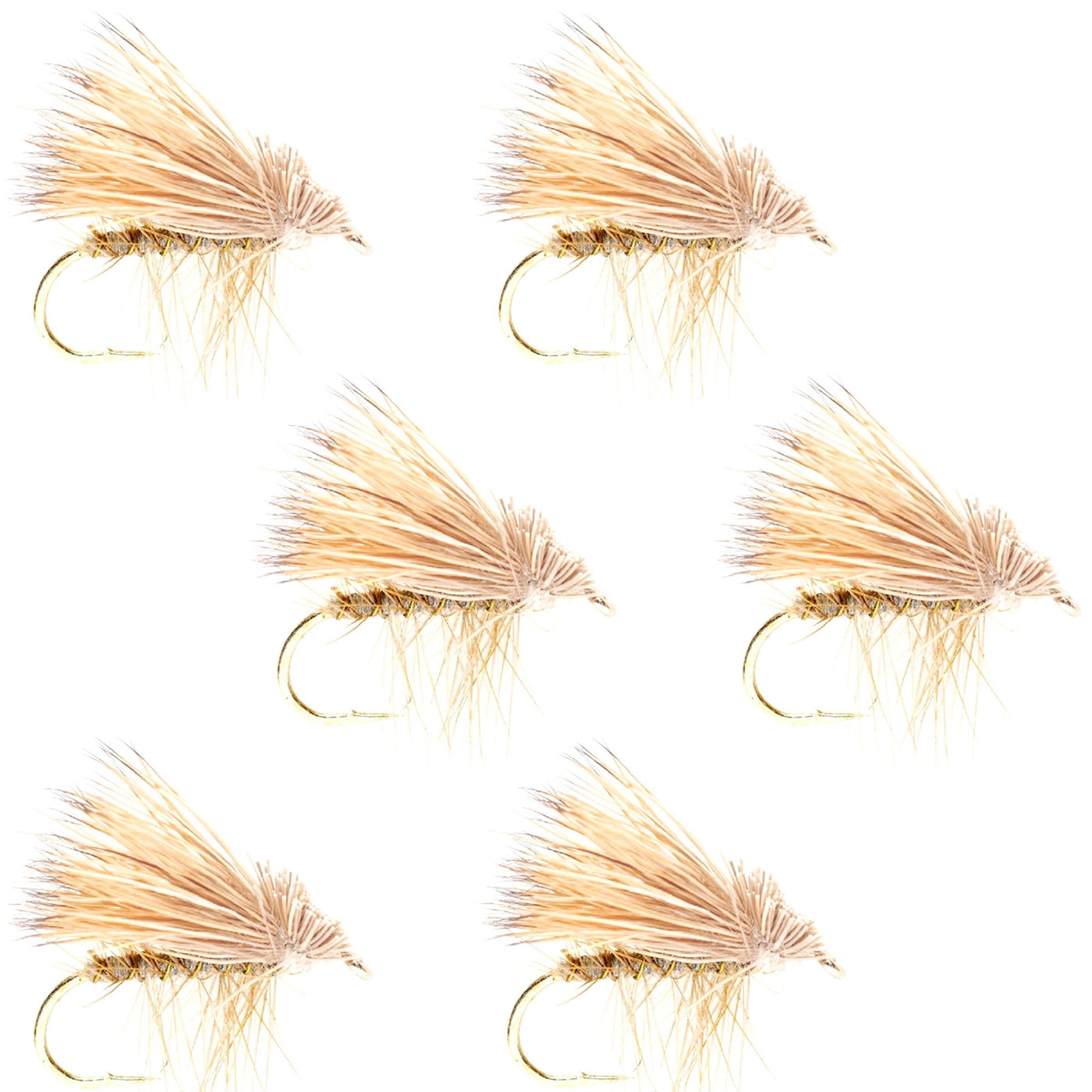 Barbless Yellow Elk Hair Caddis Classic Trout Dry Flies 6 Flies Size 16