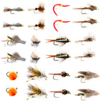 Trout Flies Assortment - 24 Flies for Trout Fly Fishing with Fly Box - Essential Dry and Wet Fly Selection