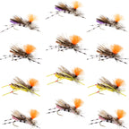 Trout Fly Assortment - Feth Grasshopper Foam Fly Collection 12 Flies Size 10