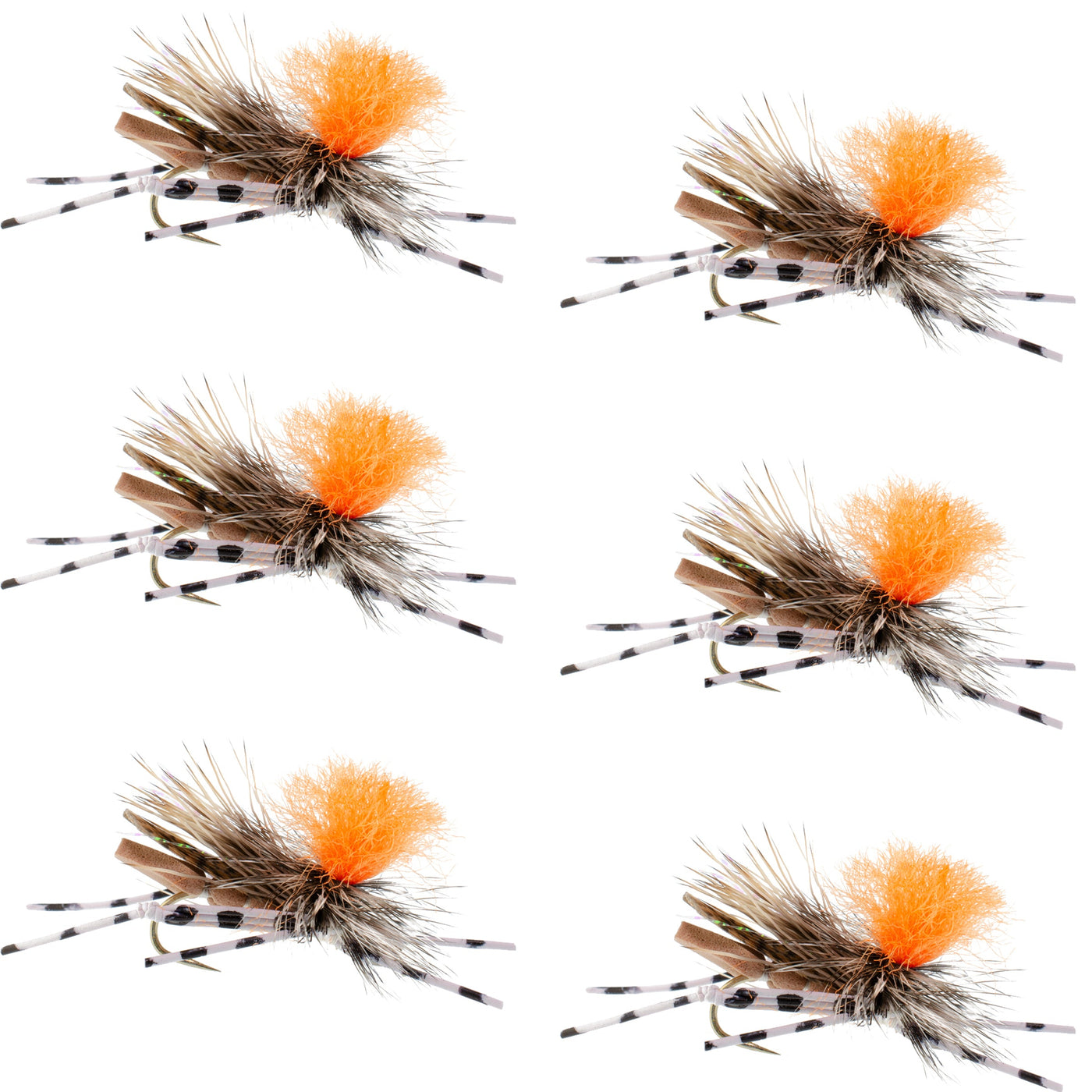Feth Hopper Tan - Foam Grasshopper Fly Pattern - 6 Flies Hook Size 14
