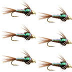 Barbless Bead Head Flashback Pheasant Tail Nymph Fly 6 Flies Hook Size 16