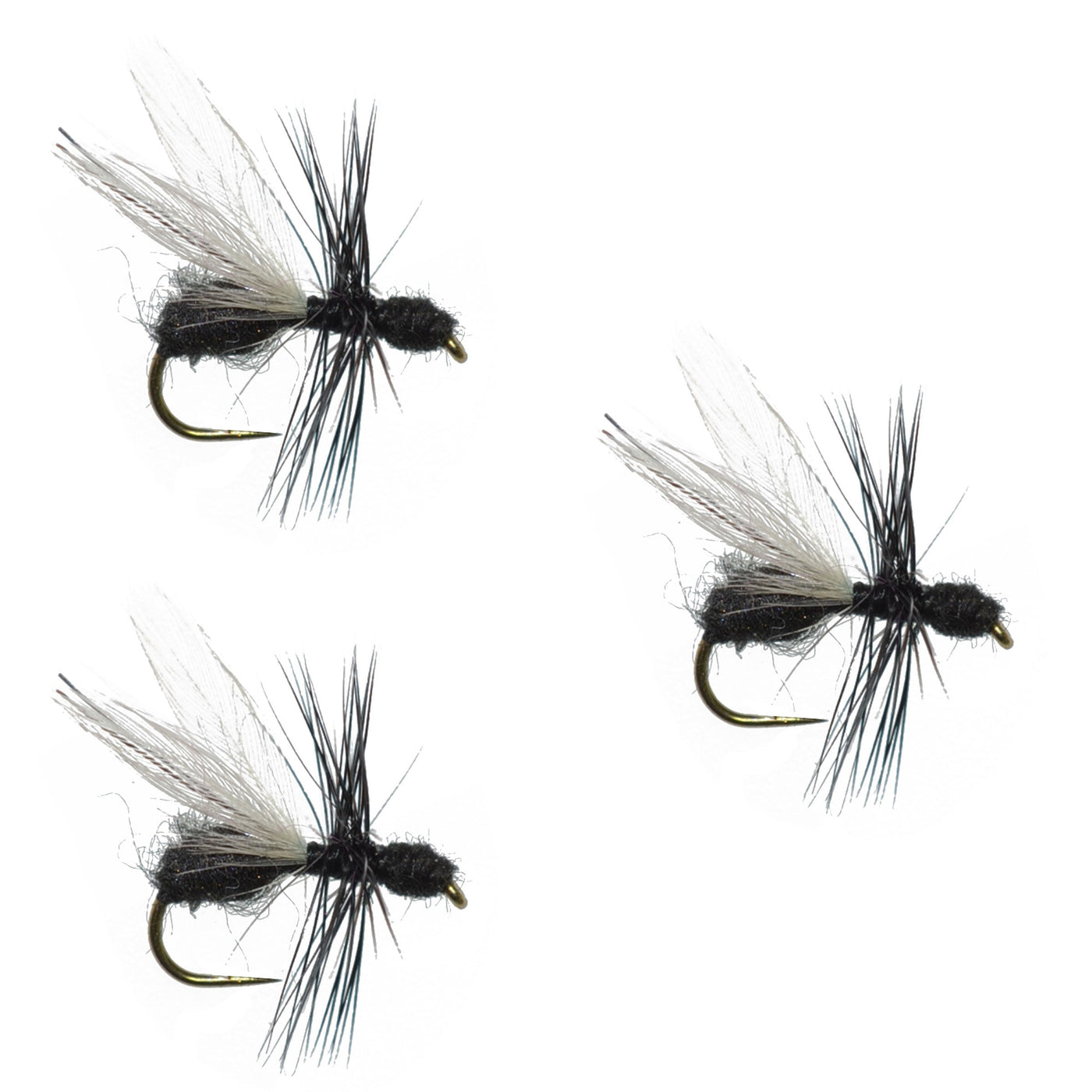 3 Pack Black Fur Flying Ant Terrestrial Trout Dry Fly - Hook Size 18
