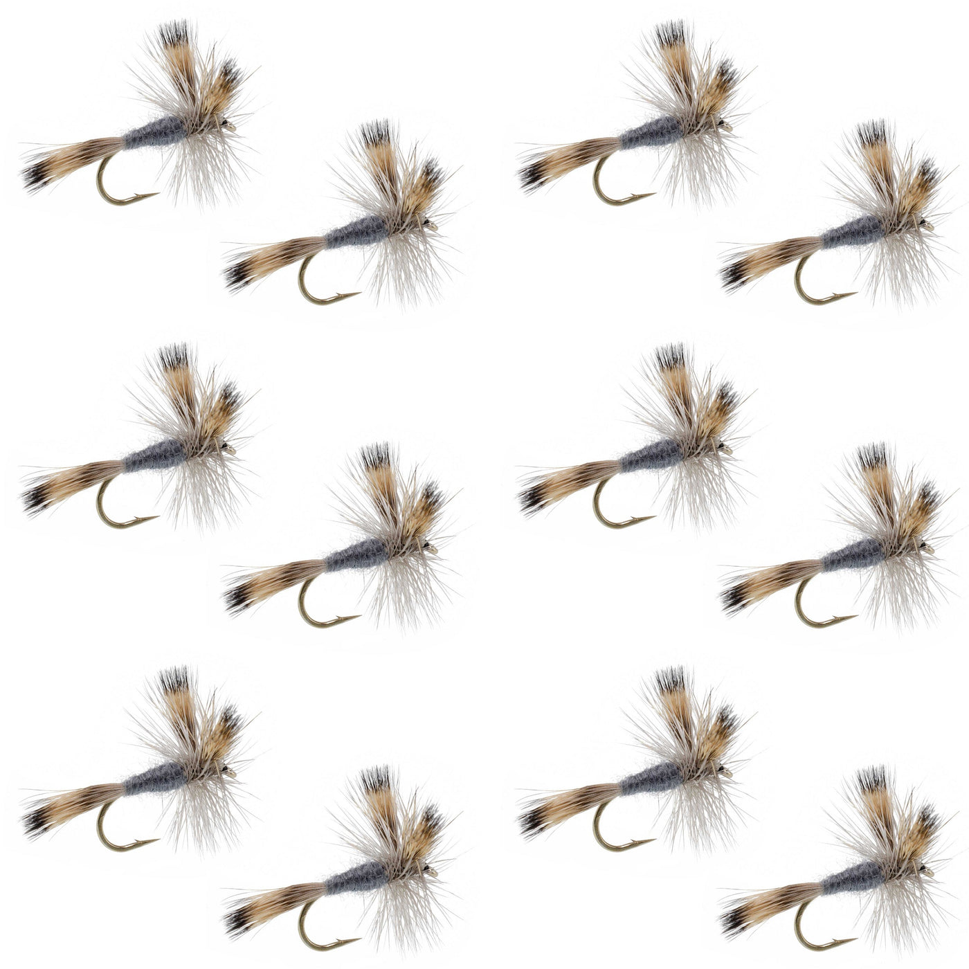 Gray Wulff Classic Trout Dry Fly -12 Flies Hook Size 10