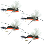 Hippie Stomper Black Orange Foam Body Grasshopper Dry Fly - 4 Flies Size 14