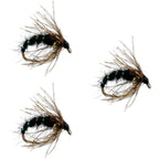 3 Pack Black Holy Grail Caddis Pupa Emerger Flies Hook Size 14