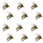 Olive Holy Grail Caddis Pupa Emerger 12 Flies Hook Size 16