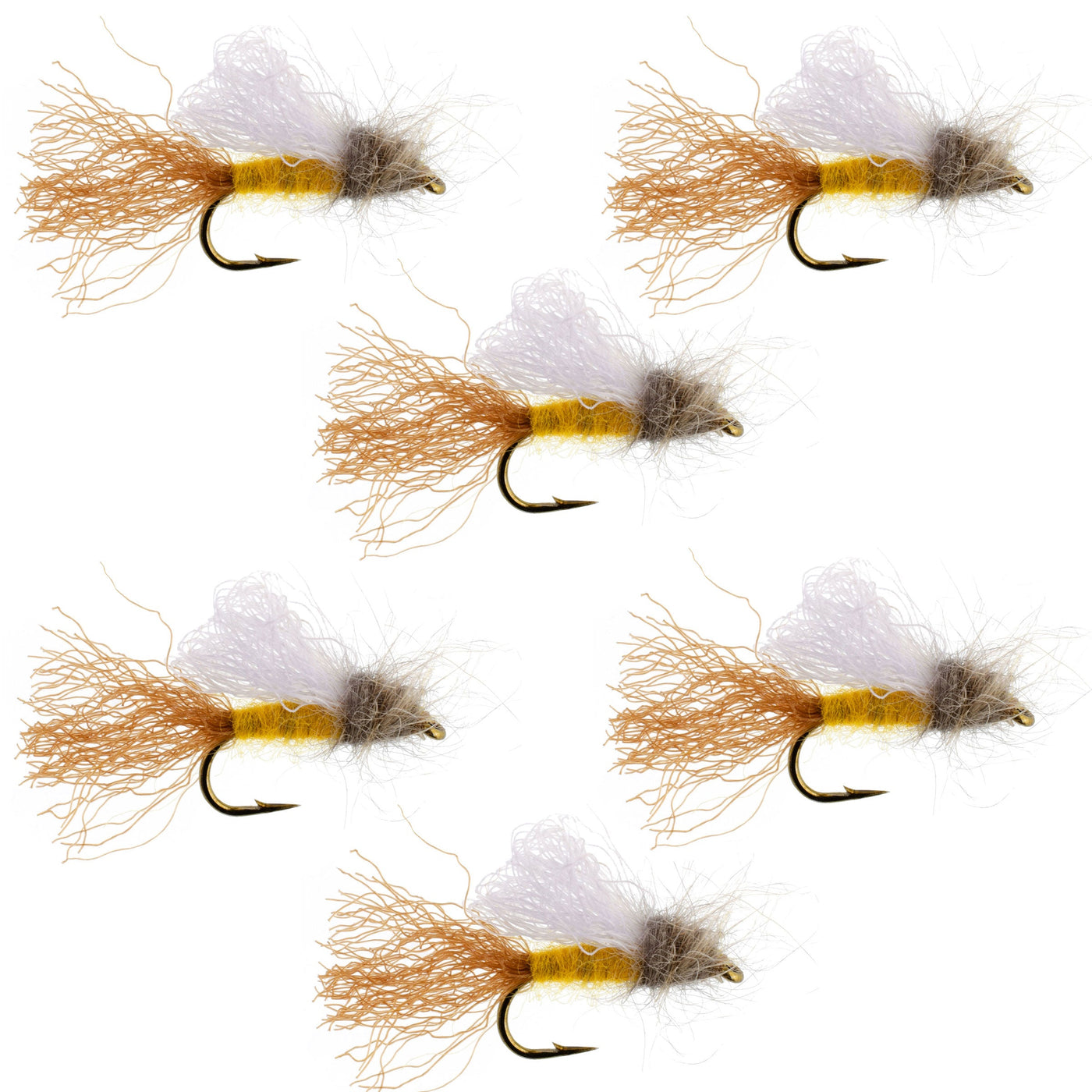 Amber Iris Caddis Emerger Caddis  Trout Dry Fly - 6 Flies Hook Size 16