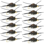 Tungsten Bead Kaufmann's Black Stone Fly with Rubber Legs - Stonefly Wet Fly - 1 Dozen Flies Hook Size 6