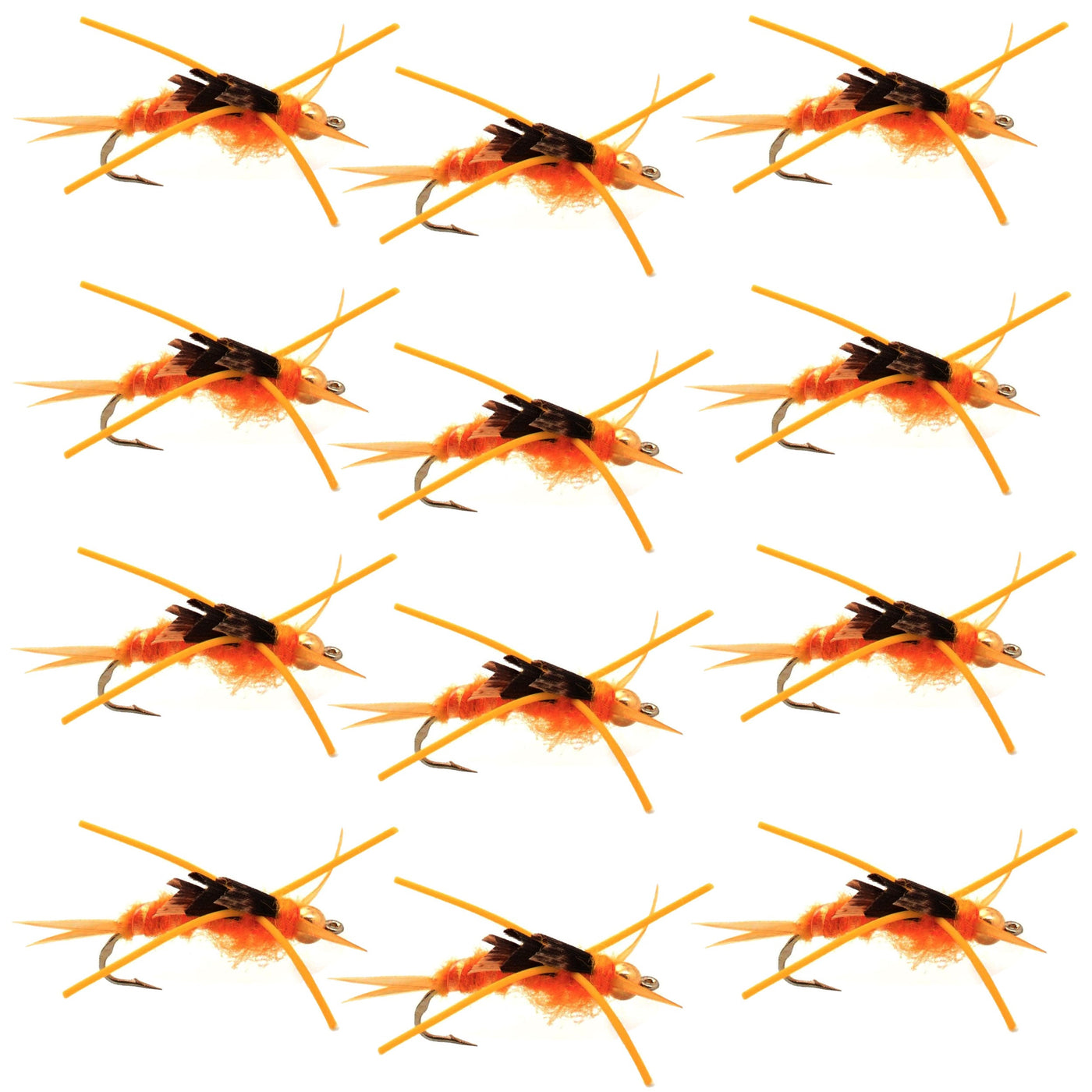 Tungsten Bead Kaufmann's Golden Stone Fly Nymph Rubber Legs - 1 Dozen Hook Size 8