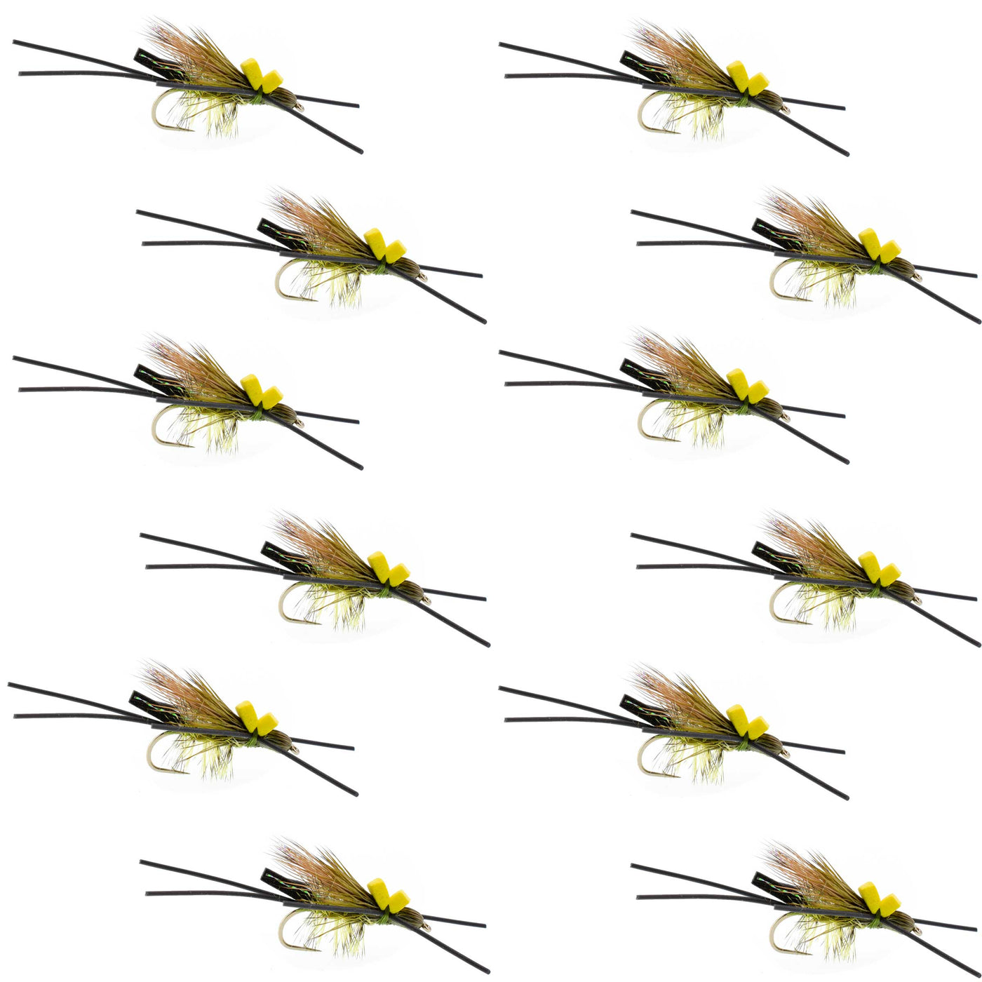 Long Tail Skwala Stone - Squalla Stonefly Dry Fly - 12 Flies Hook Size 10