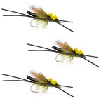 3 Pack Long Tail Skwala Stone - Squalla Stonefly Dry Fly - Hook Size 10