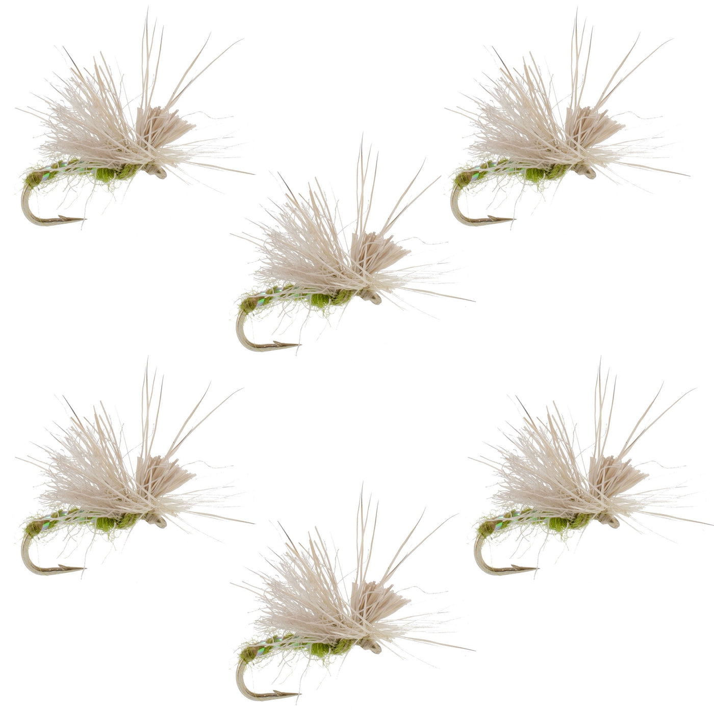 Olive Missing Link Caddis or Mayfly Flies Hook 6 Flies Size 20