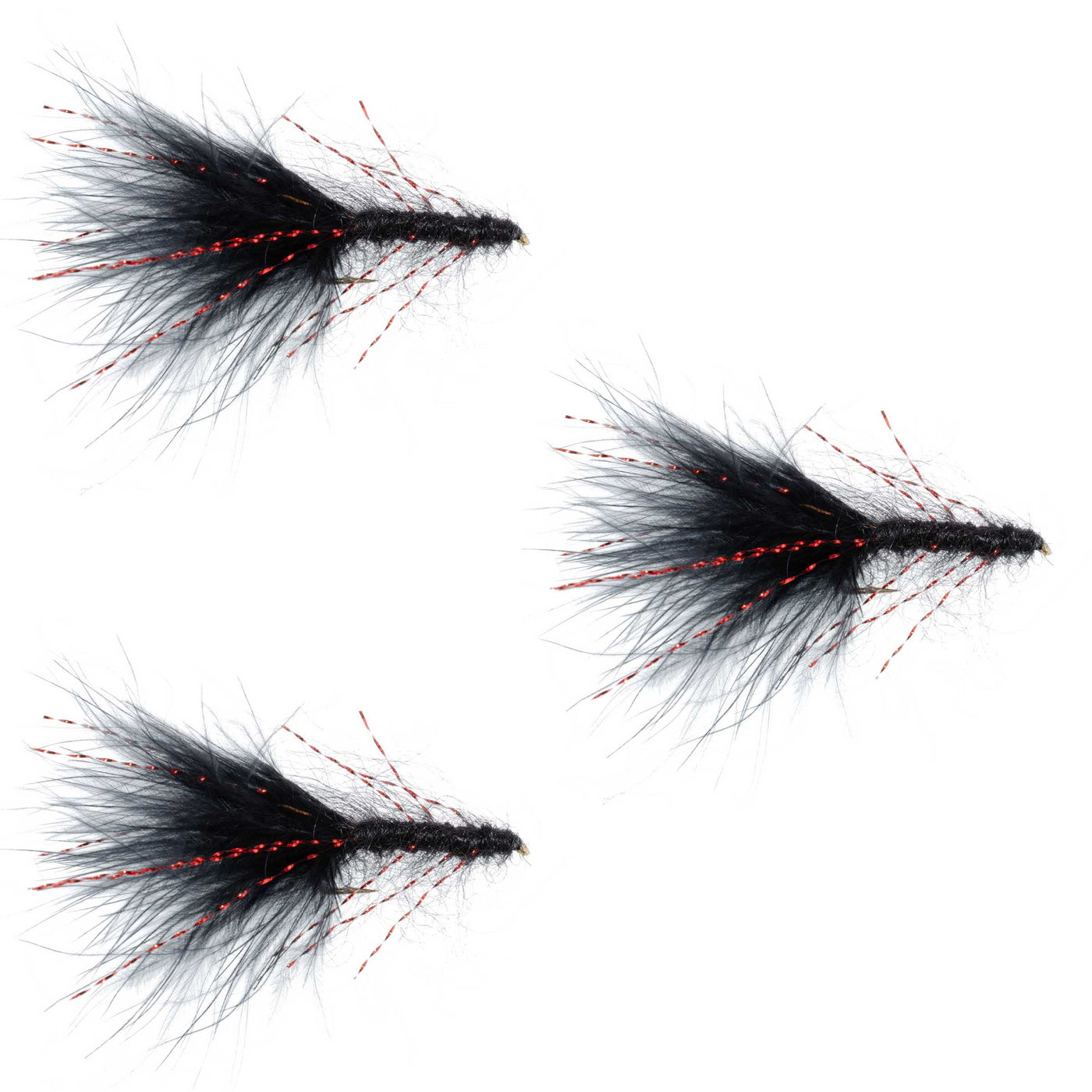 Black Red Crystal Mohair Leech Streamer Flies