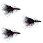 3 Pack Black Red Crystal Mohair Leech Streamer Flies Size 8