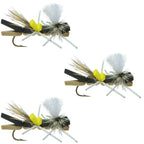 3 Pack Parachute Chernobyl Ant Black Tan Foam Body 6 Flies Size 10