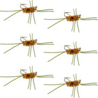 Barbless Pat's Rubber Legs Tungsten Bead Jigged Coffee/Tan Euro Nymph  - Set of 6 Flies Hook Size 10