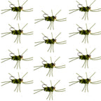 Pat's Rubber Legs Tungsten Jig Black/Olive Euro Nymph 12 Flies Size 10