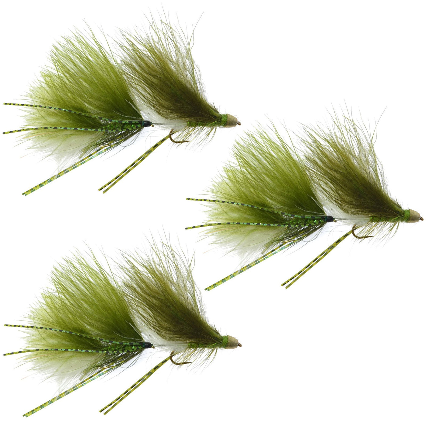 3 Pack Circus Peanut Envy Articulated Streamers Olive/White - Size 6