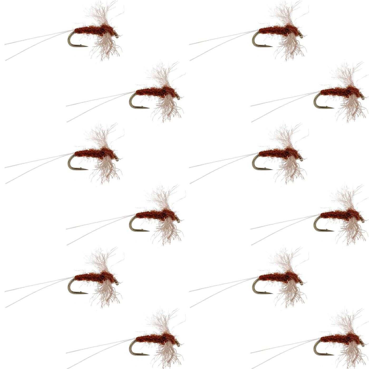 Poly Wing Rusty Spinner Mayfly 12 Flies Hook Size 16