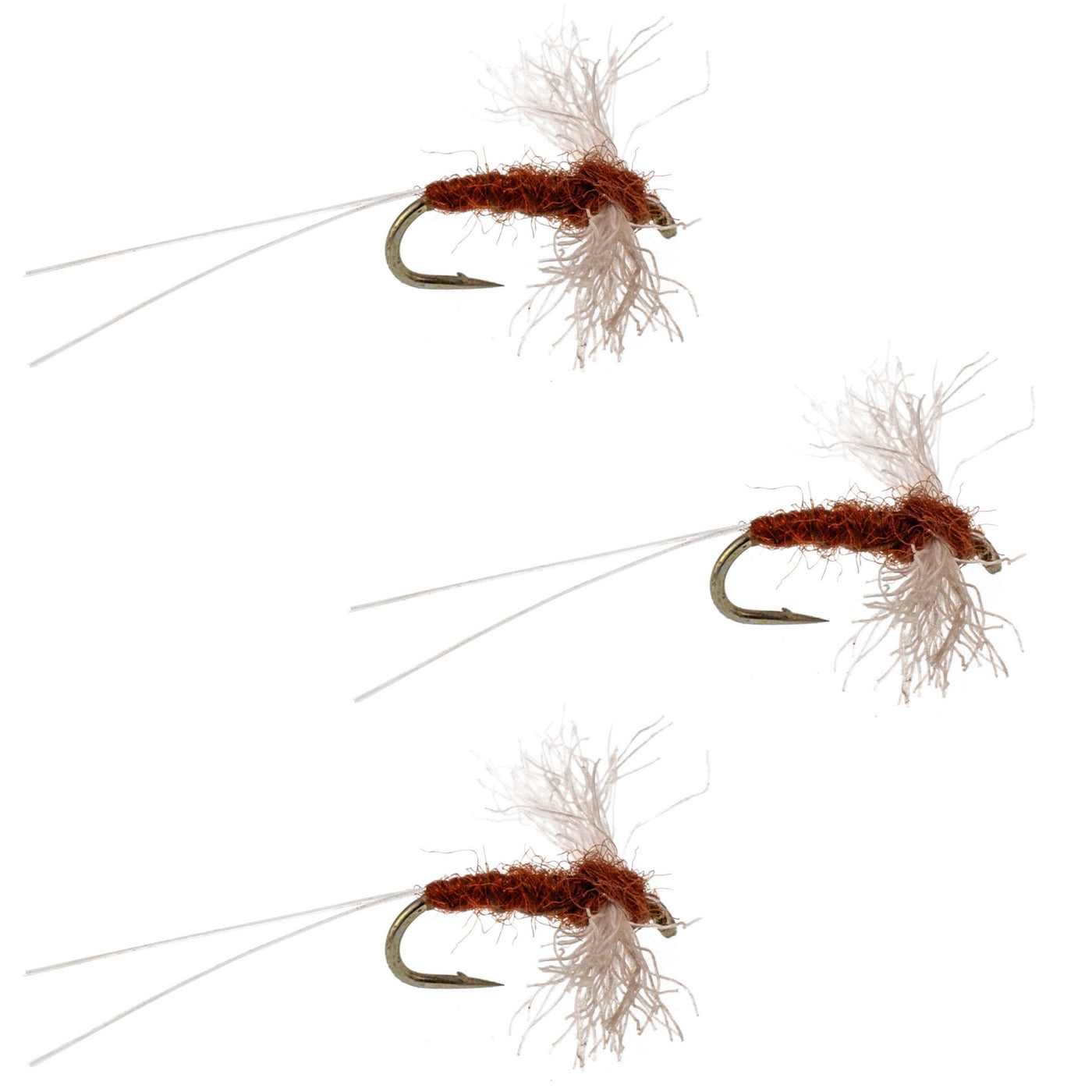 3 Pack Poly Wing Rusty Spinner Mayfly Flies Hook Size 18