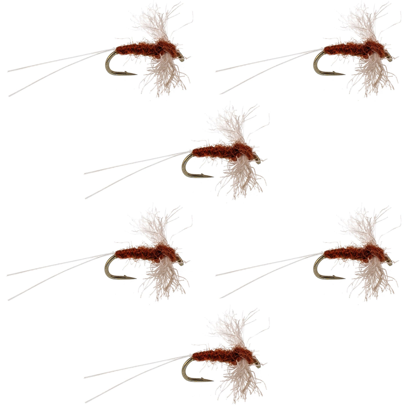 Poly Wing Rusty Spinner Mayfly 6 Flies Hook Size 16