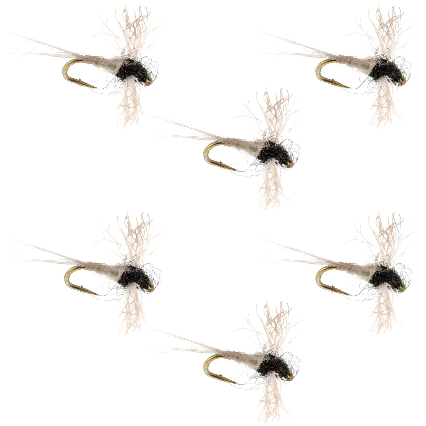 Z-Lon Wing Trico Spinner Kapok Body Hook 6 Flies Size 24